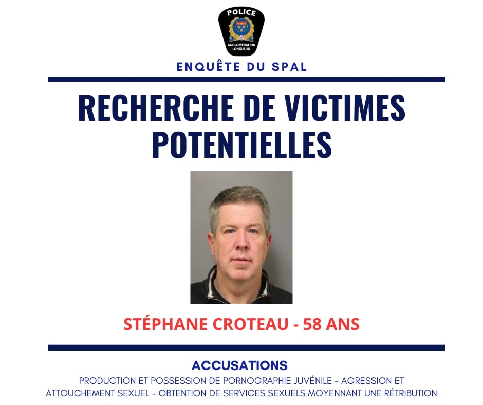 La police de Longueuil lance un appel aux victimes possibles de Stéphane Croteau, 58 ans